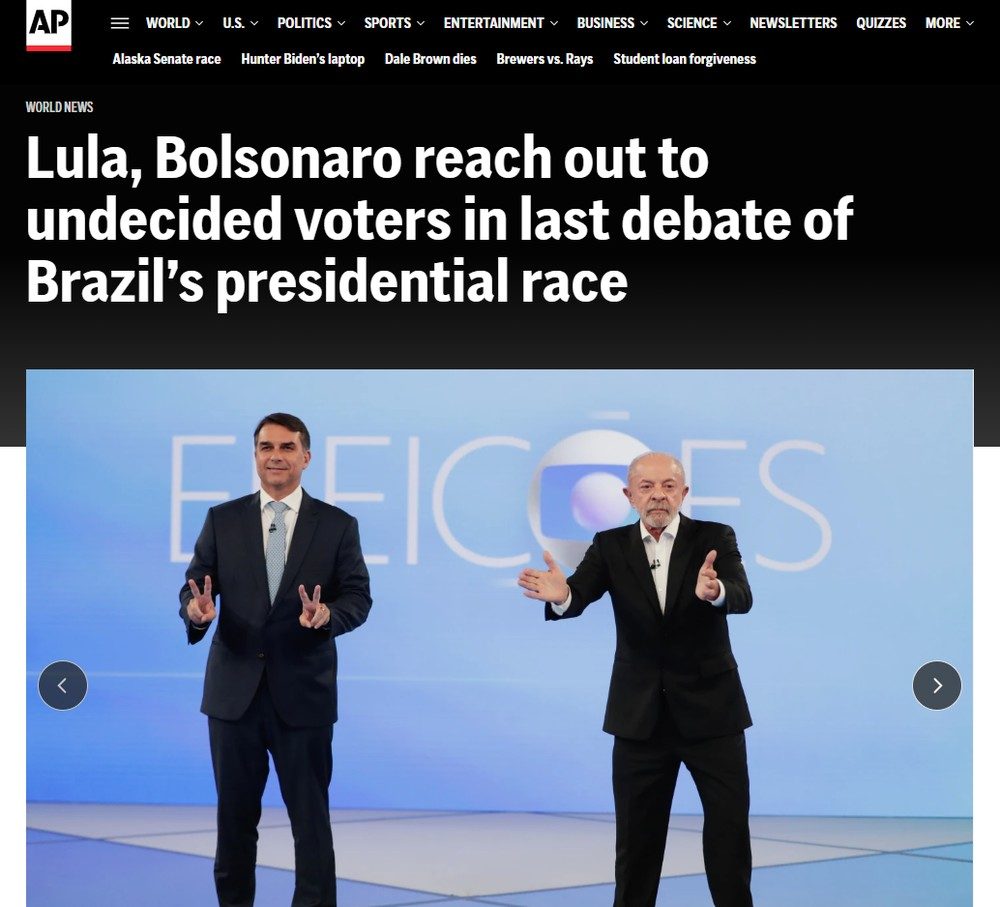 Como a imprensa internacional repercutiu o último debate entre Flávio e Lula