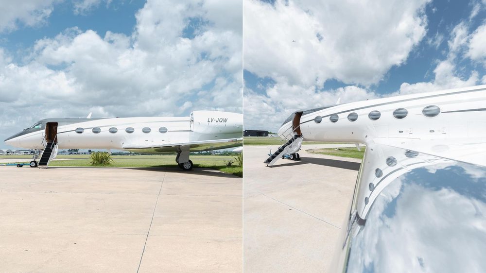 Jatinho particular LV-JQW, um Gulfstream G400, da companhia aérea argentina Baires Fly.