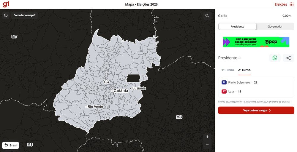 Mapa de apuração de Goiás