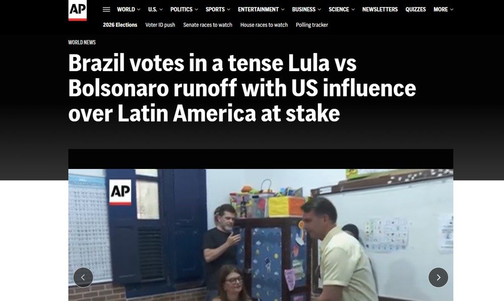 Reportagem da agência de notícias Associated Press, dos Estados Unidos, sobre a votação no 2º turno das eleições presidenciais brasileiras em 25 de outubro de 2026.