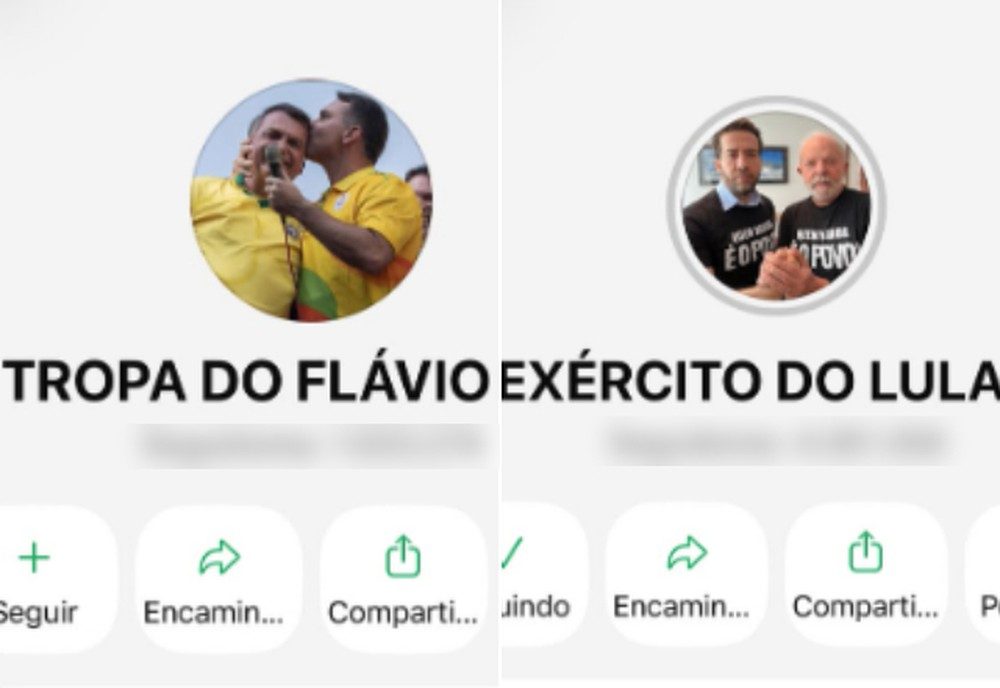 Canais whatsapp Lula e Flávio