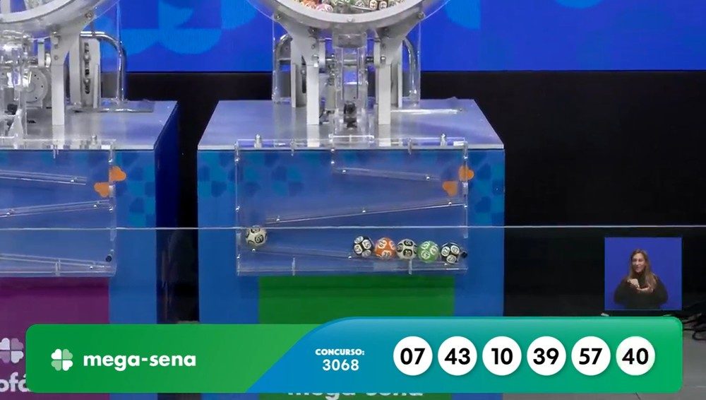 Resultado do concurso 3068 da Mega-Sena.