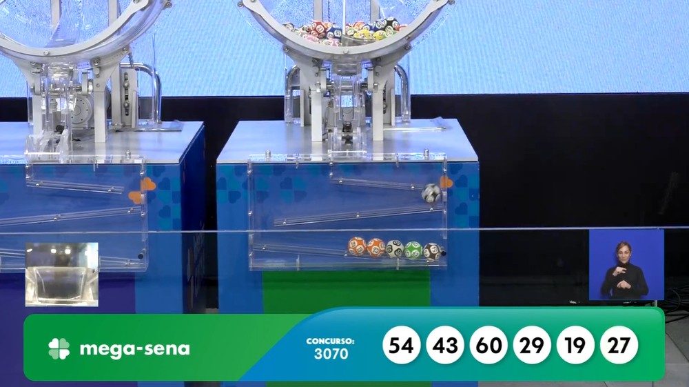 Resultado do concurso 3070 da Mega-Sena.
