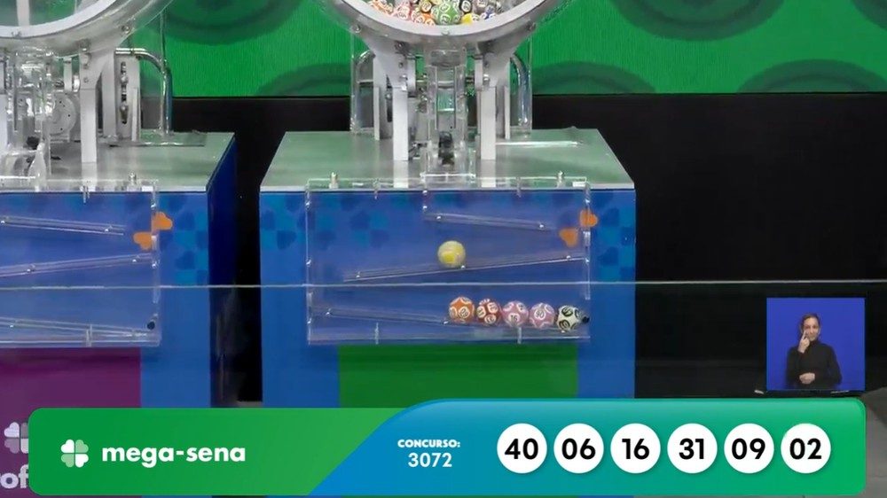 Resultado do concurso 3072 da Mega-Sena.