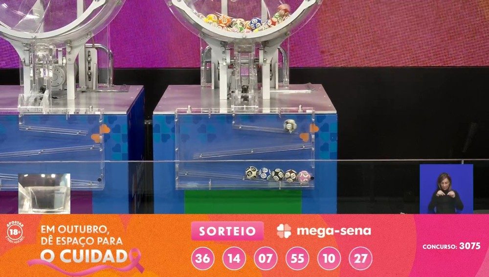 Resultado do concurso 3075 da Mega-Sena.