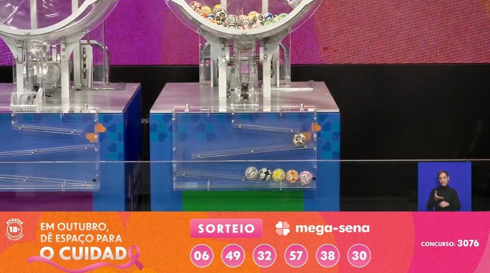 Resultado do concurso 3076 da Mega-Sena.
