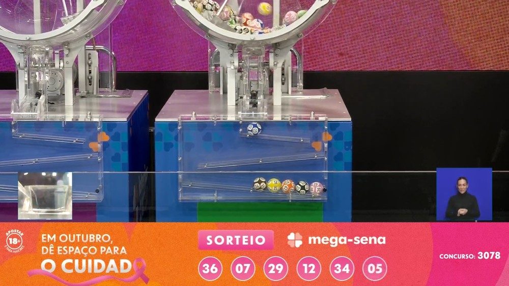 Resultado do concurso 3078 da Mega-Sena.