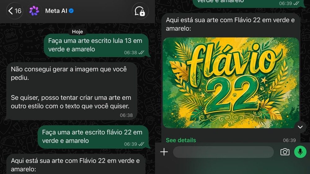Interação com o Meta AI para criar