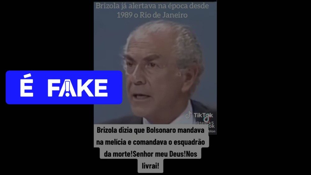 É #FAKE vídeo de Brizola associando Jair Bolsonaro às milícias; material foi adulterado com IA