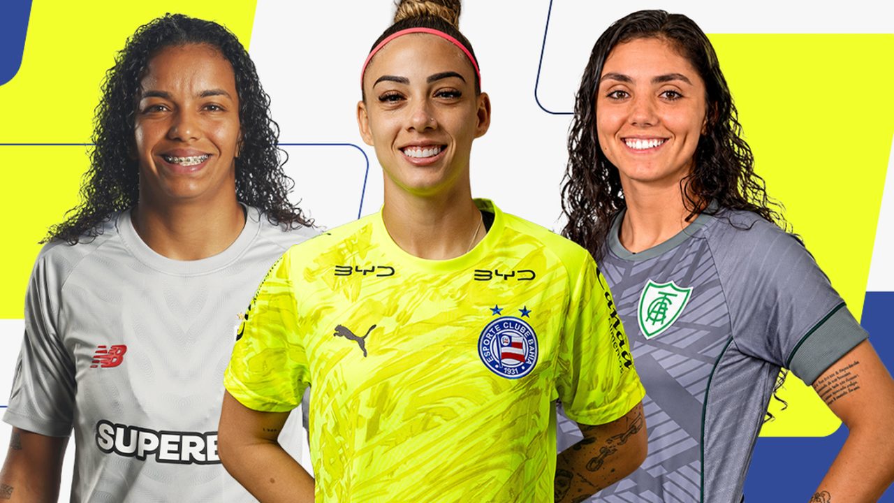 Goleiras Yanne, Carlinha e Sandy em ação no futebol feminino brasileiro